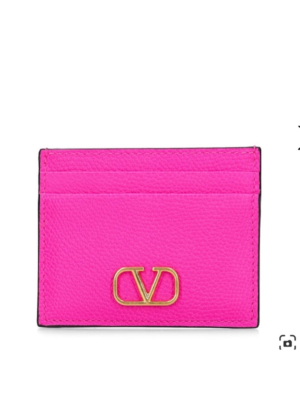 Valentino Garavani Hot Pink Leather Card Holder with Gold Logo